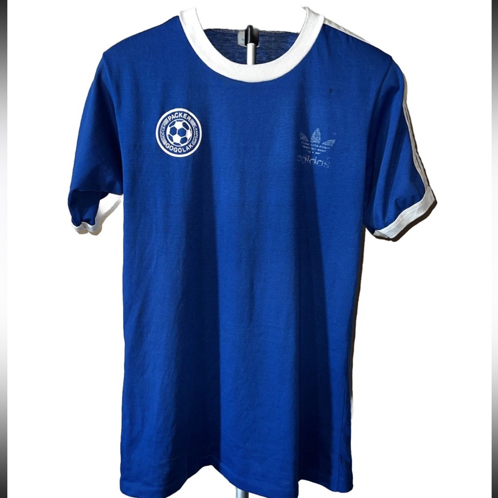Vintage Adidas Trefoil Logo Stripes 70s t shirt adult XL Packer Gogolak Soccer
